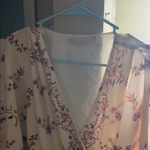 Long flowing, lace, flower patterned dress